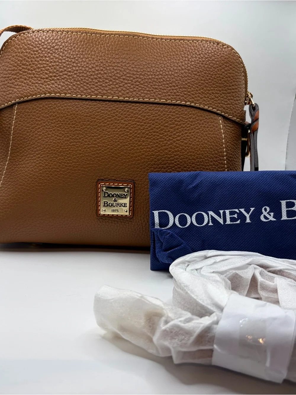 Dooney & Bourke Carmel Brown Pebble Leather Crossbody Cameron Bag